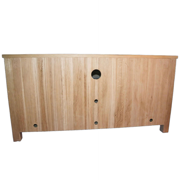 Rustic Oak TV Stand with 2 Doors and 2 Shelves rear view