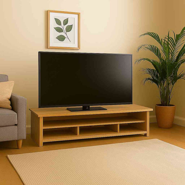 Rustic Oak TV Stand with 4 Compartments with oil finish