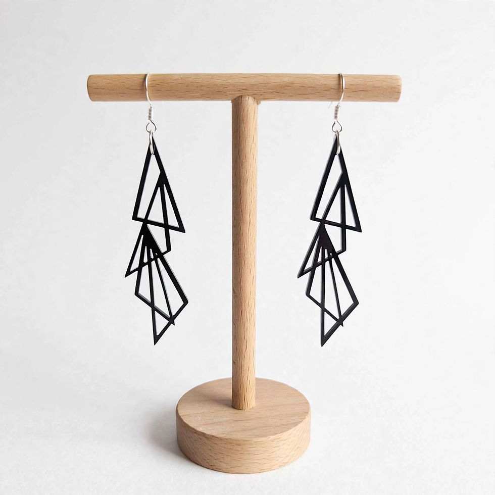 Virelia Prism acrylic drop earrings - striking retro triangle design handmade UK