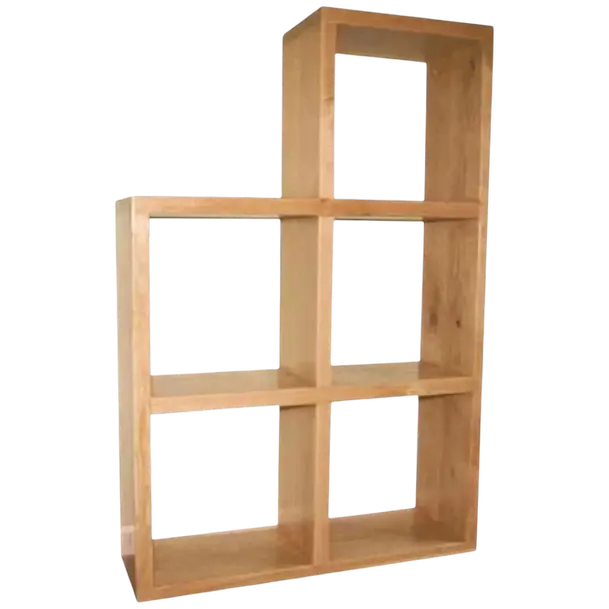 Handmade solid oak 5 cube display unit rustic wooden shelving UK