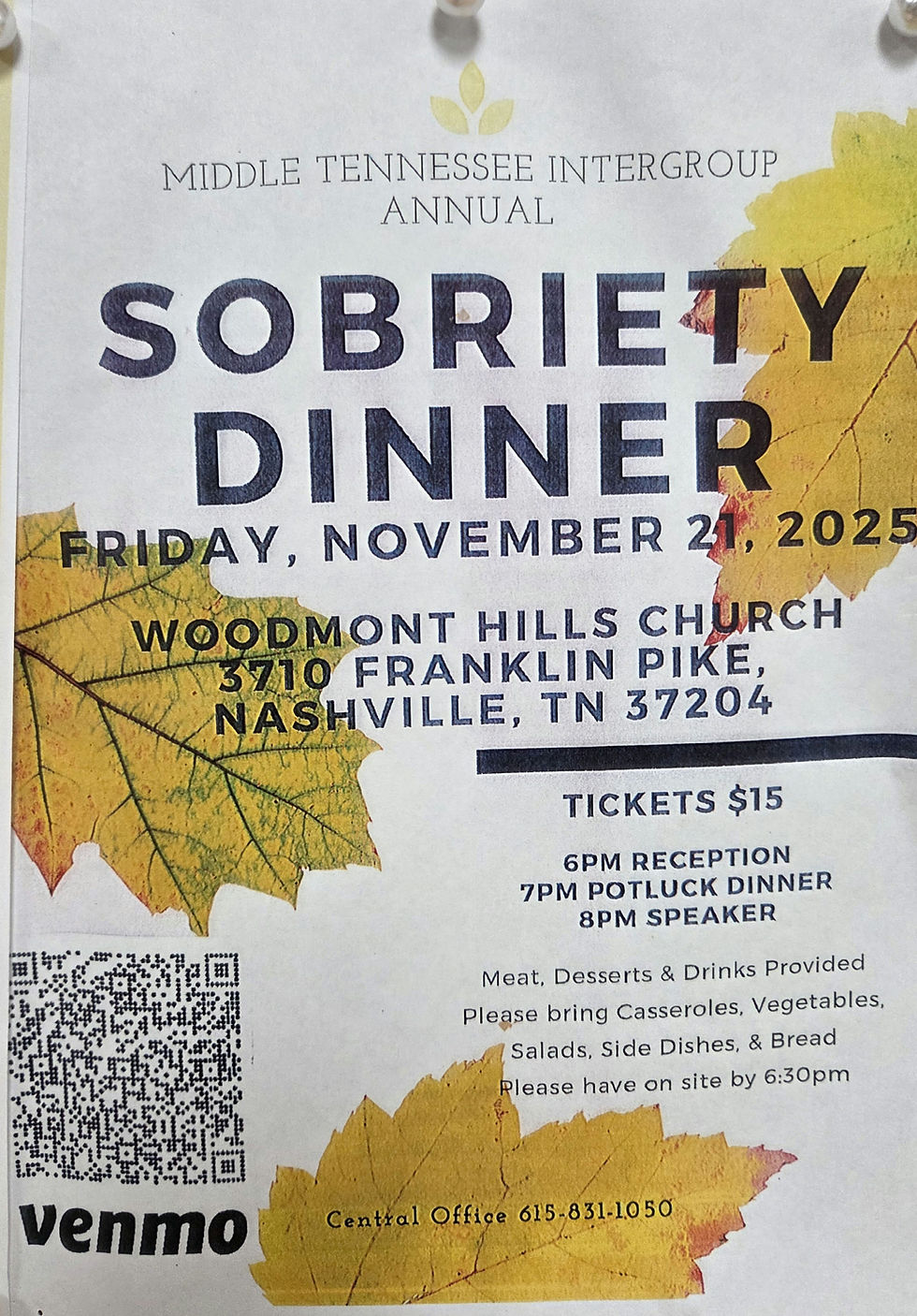 MIDDLE TENNESSEE INTERGROUP ANNUAL
SOBRIETY DINNER