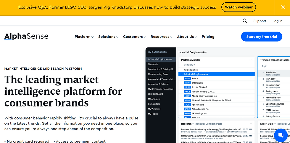 AlphaSense homepage