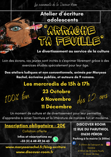 atelier écriture adolescents pays de gex proche Genève originaux et fun divertissement culture littérature