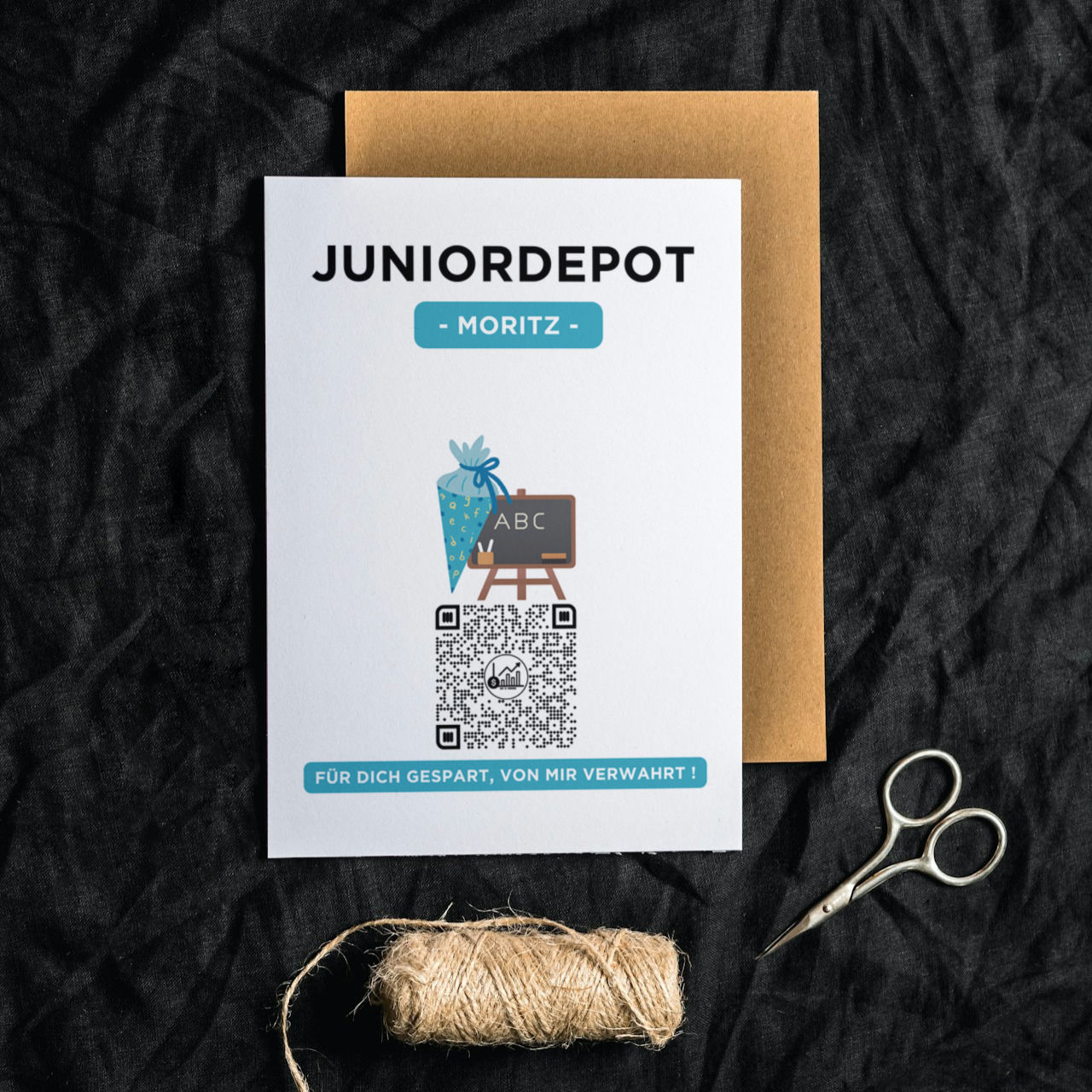 Rückseite der Geschenkkarte mit Platz für persönliche Grüße und Adressfeld