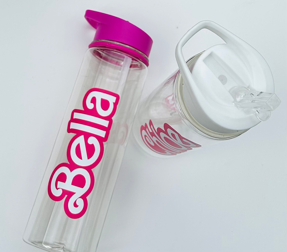 Thumbnail: 700ml flip straw bottle with Barbie inspired name design