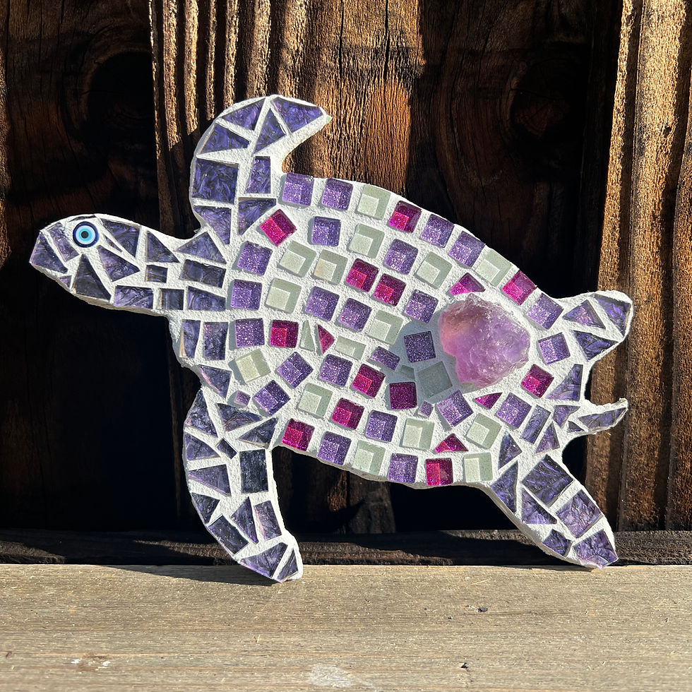 Thumbnail: Mosaic Honu Sea Turtle and Amethyst Gemstone 9" Inches