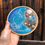 Thumbnail: Honu Sea Turtle and Madagascar Blue Apatite Gemstone Large 6.2” Inch Bamboo Tray