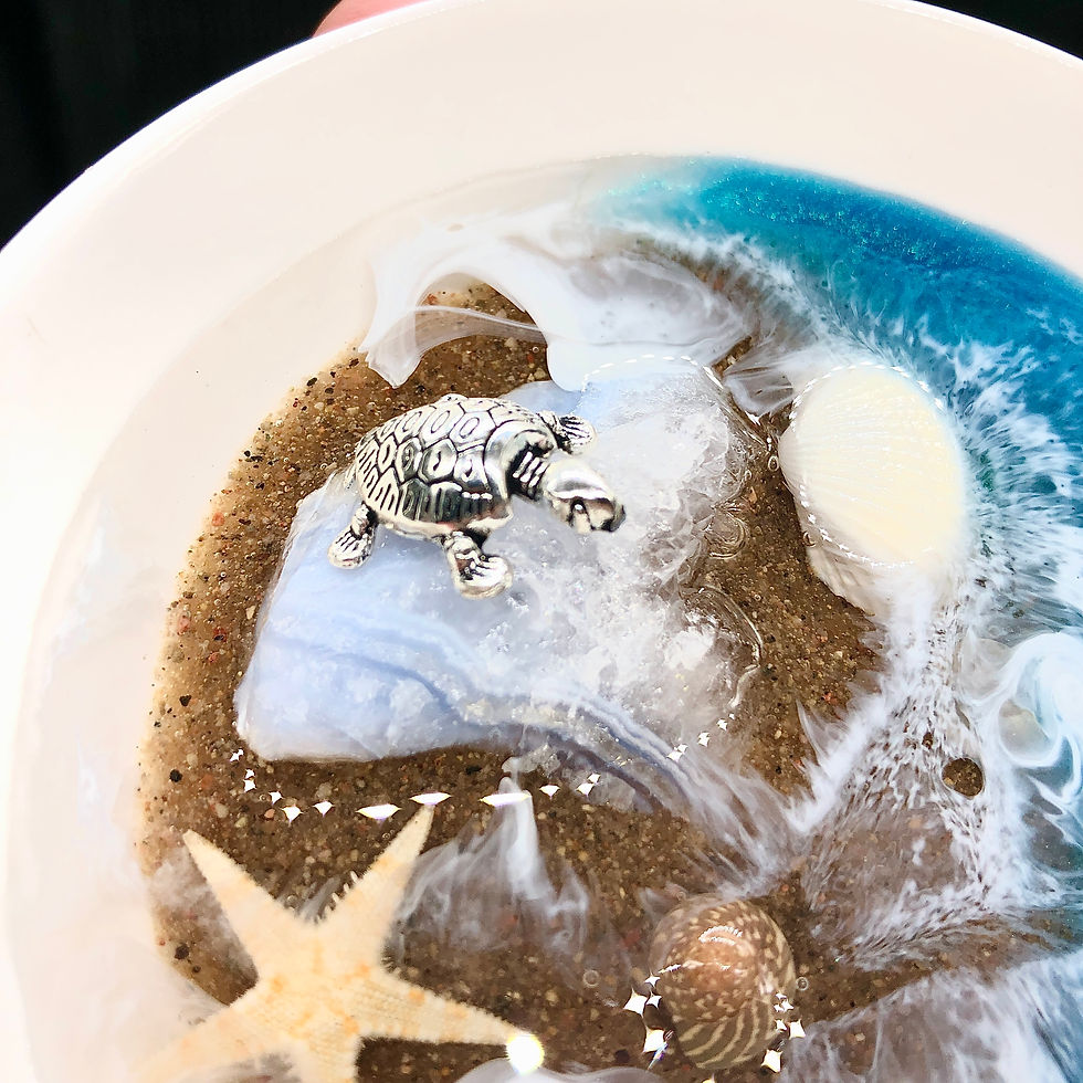 Thumbnail: Turtle Island Beach and Blue Lace Agate Crystal Gemstone Trinket Dish