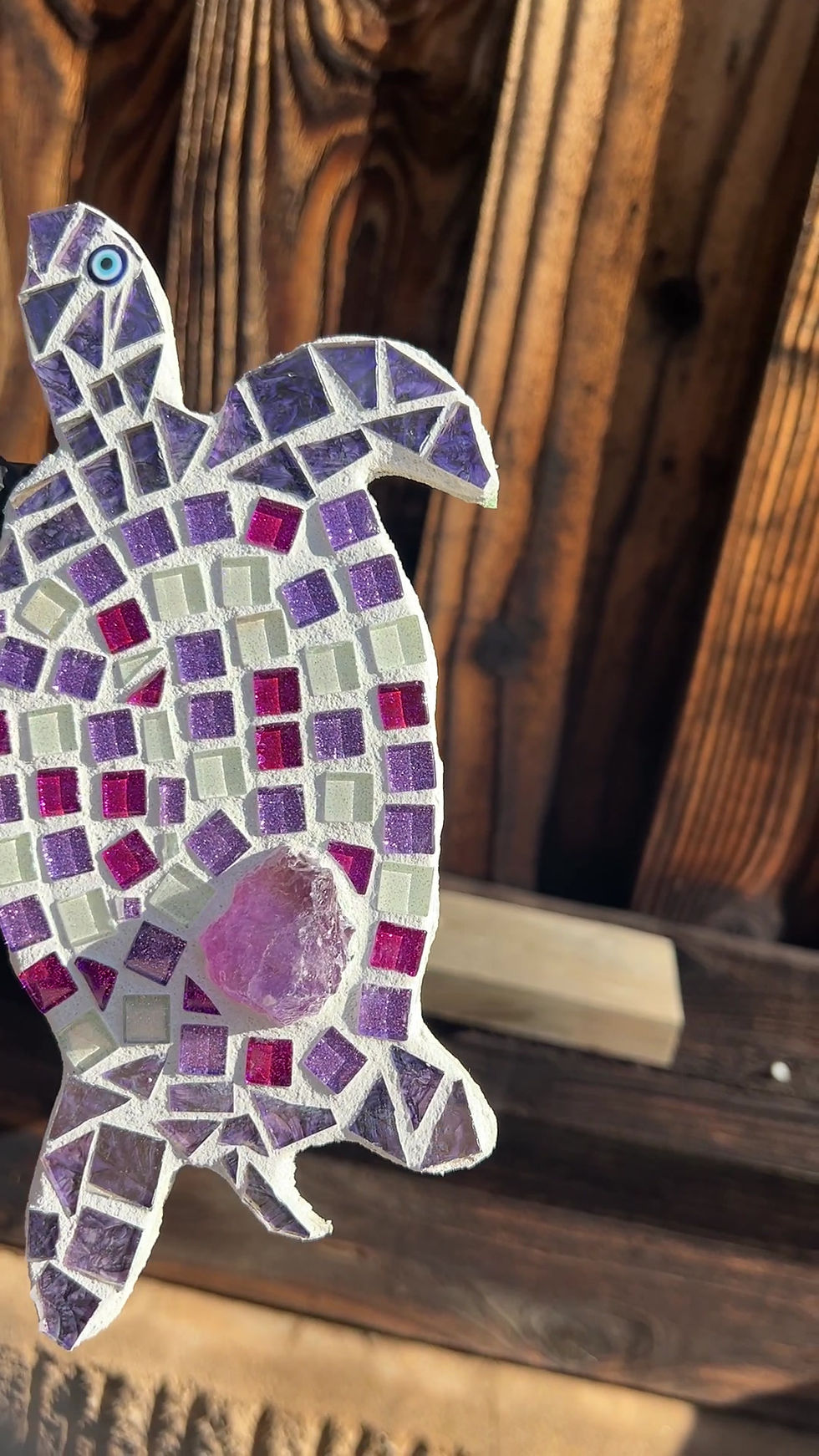 Thumbnail: Mosaic Honu Sea Turtle and Amethyst Gemstone 9" Inches