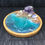 Thumbnail: Honu Sea Turtle and Amethyst Druzy Gemstone Small 4.7” Inch Bamboo Trinket Tray