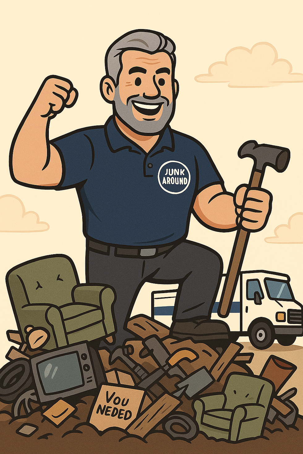 Super Ian Maza of Junk Around NJ performing junk removal like a hero