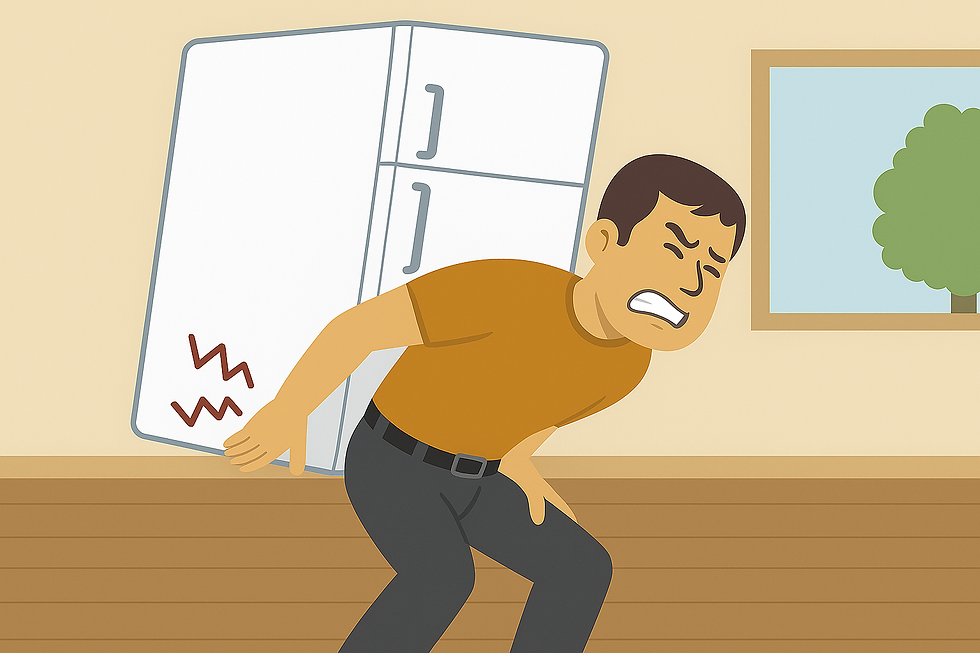 Man performing a refrigerator removal.