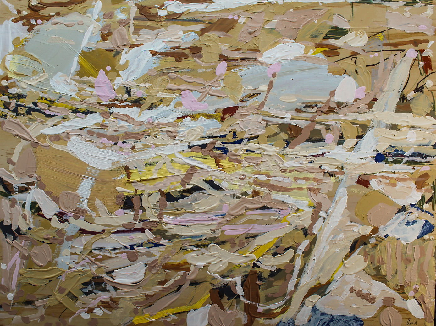Clear waterways, oil on wooden board, 2026, 40cm x 50cm by April.jpg