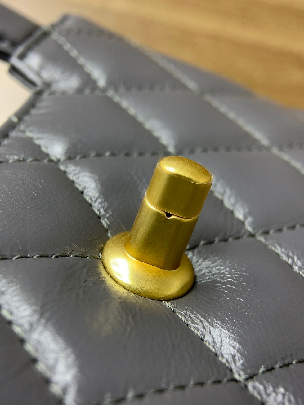 Thumbnail: Chanel 24A Kelly Nano Grey Open Buckle Close Up