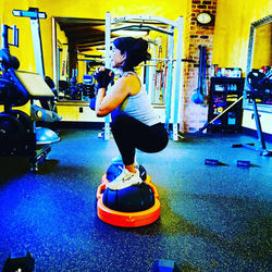 Goblet Squat on 1/2 Peanut Ball