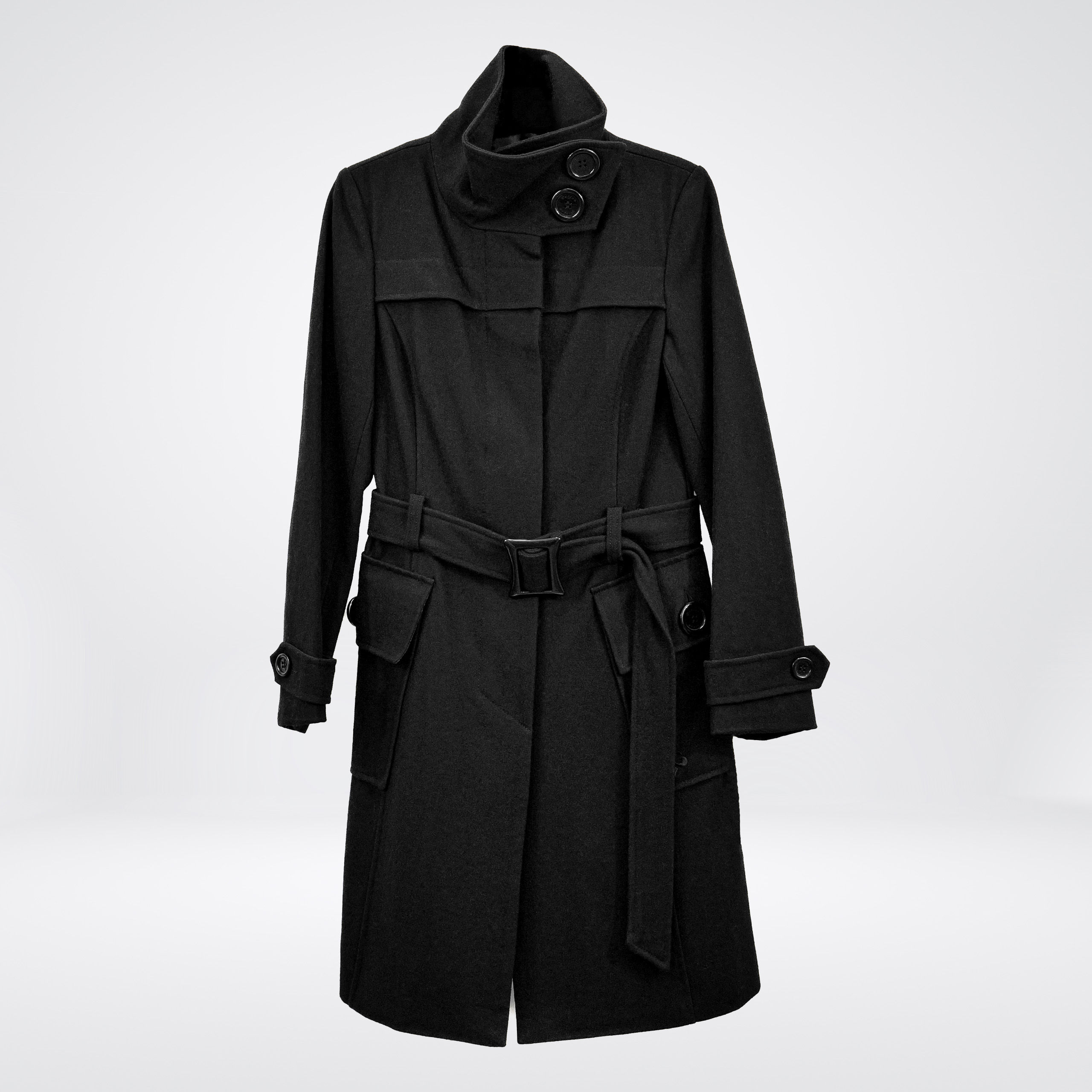 7/8th long Dereon wool coat w/high collar