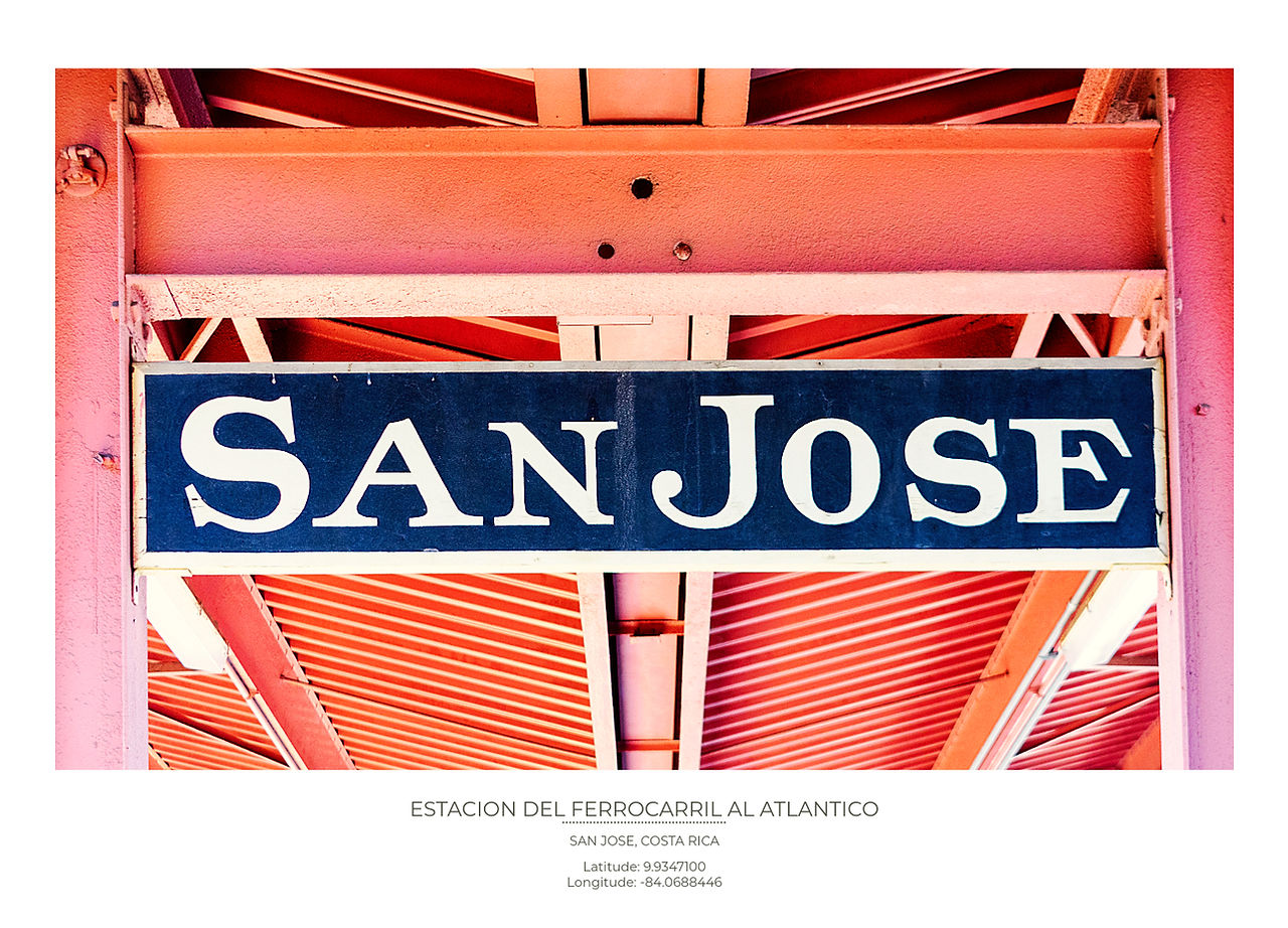 A metal San Jose Sign in the train station