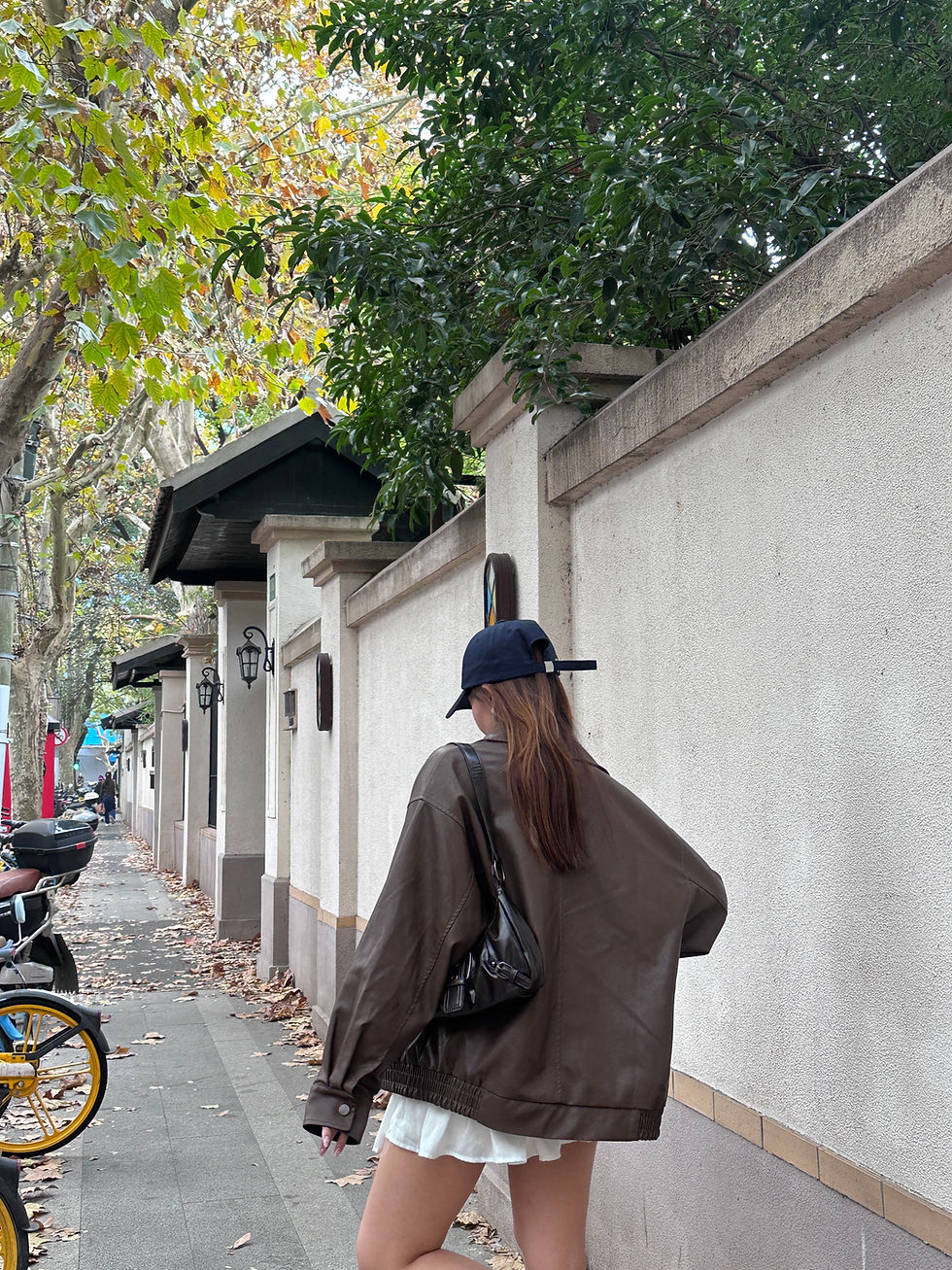 縮圖：oversize faux leather jacket