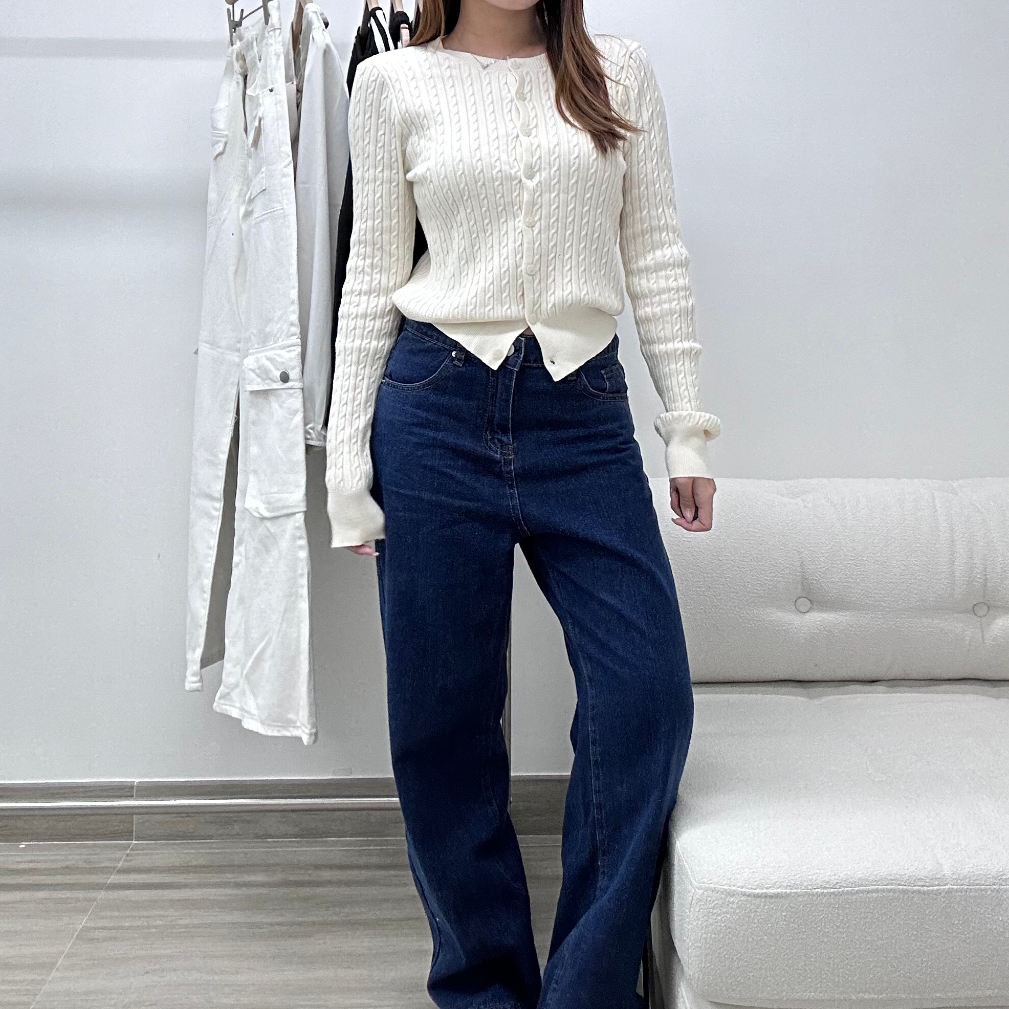 straight leg denim jeans