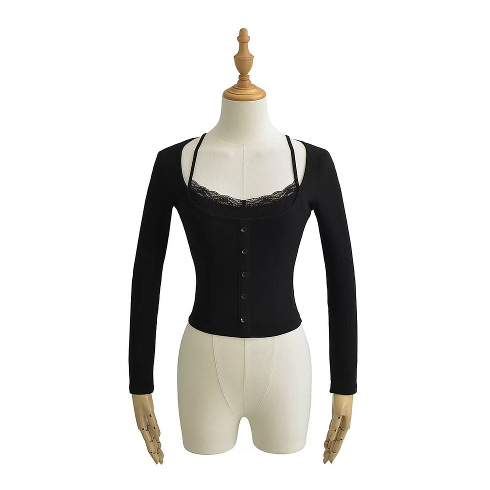 Thumbnail: Lace Trim Square Neck Top
