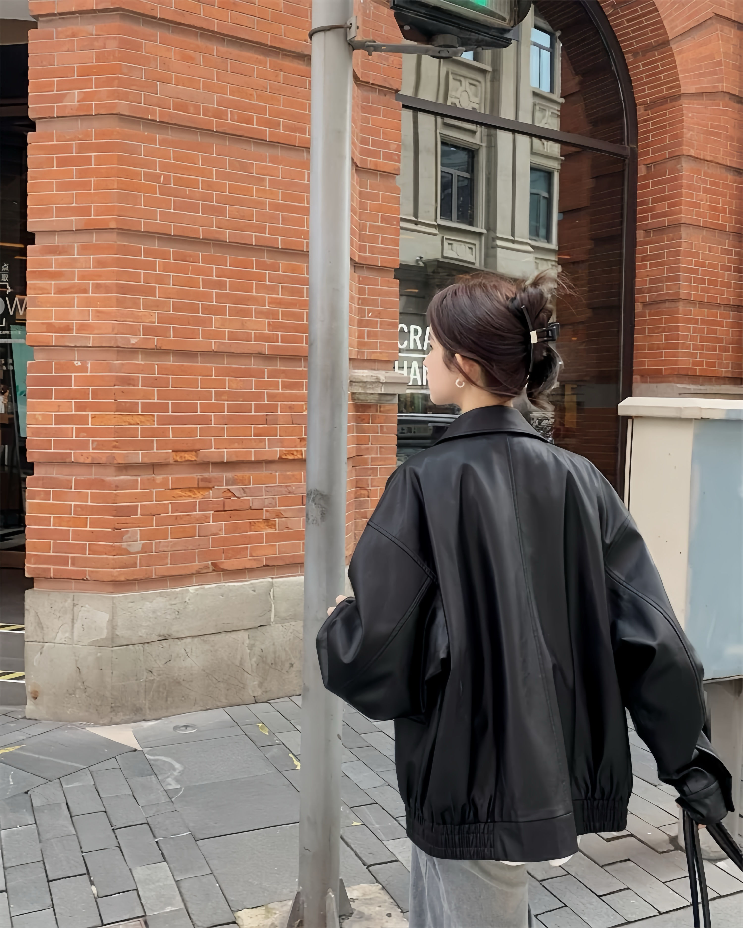 oversize faux leather jacket
