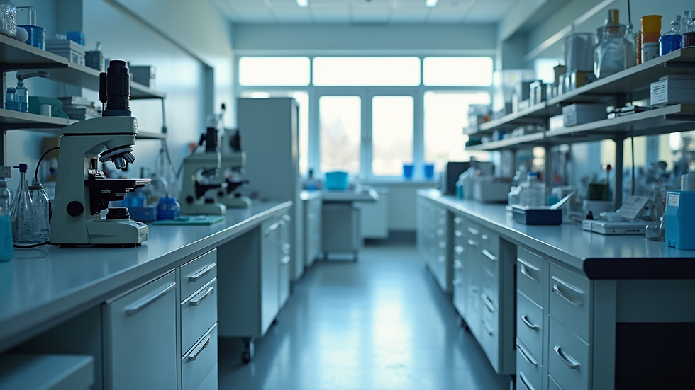 Eye-level view of a laboratory with various scientific instruments