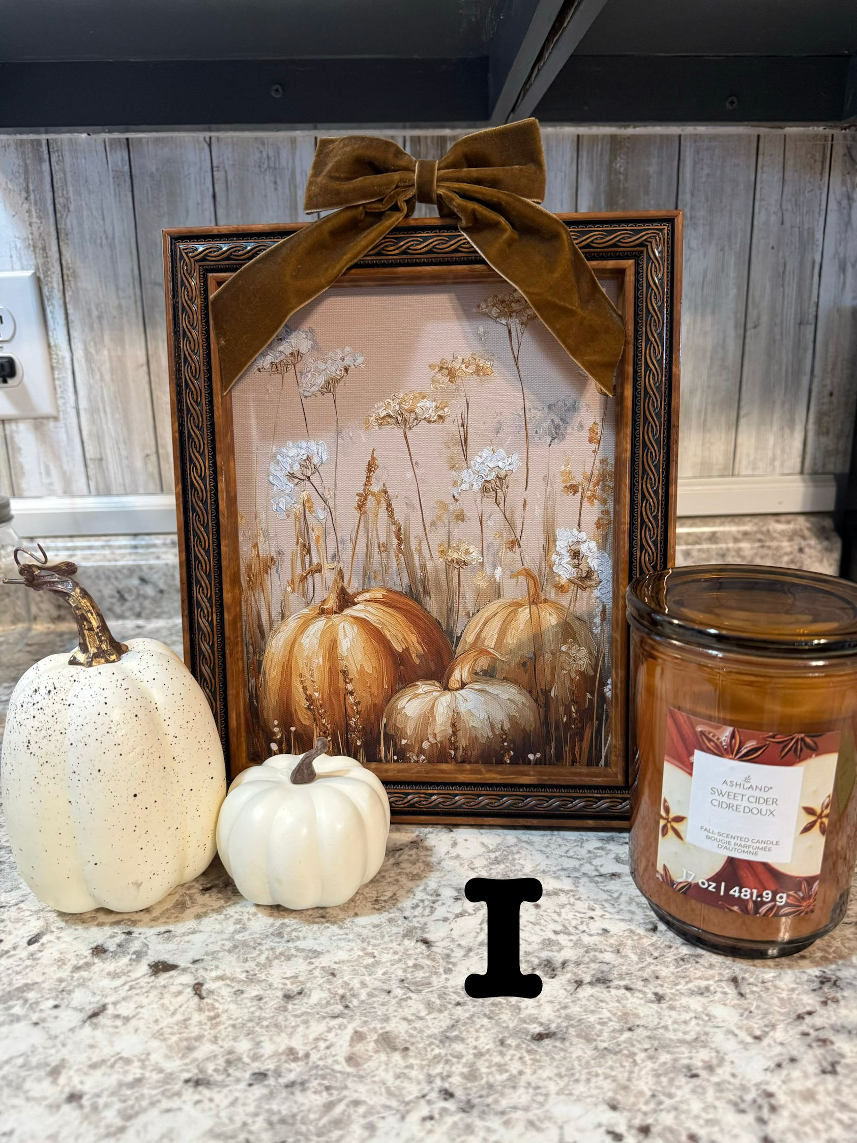 I Large candle and 8x10 framed cream fall set
