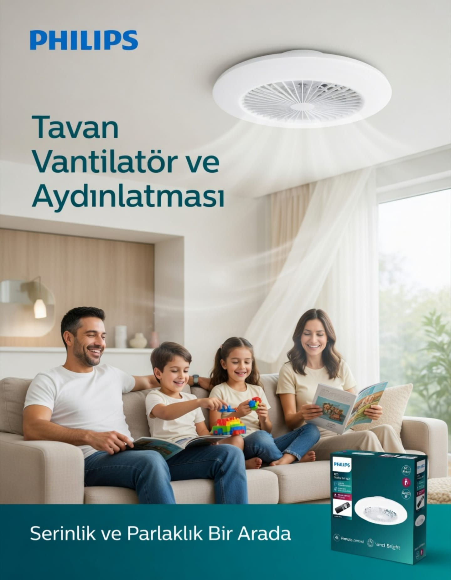 Amigo Fanlı Tavan Lambası 42+20 W 1 Philips Amigo Fanlı Tavan Lambası 42+20 W
