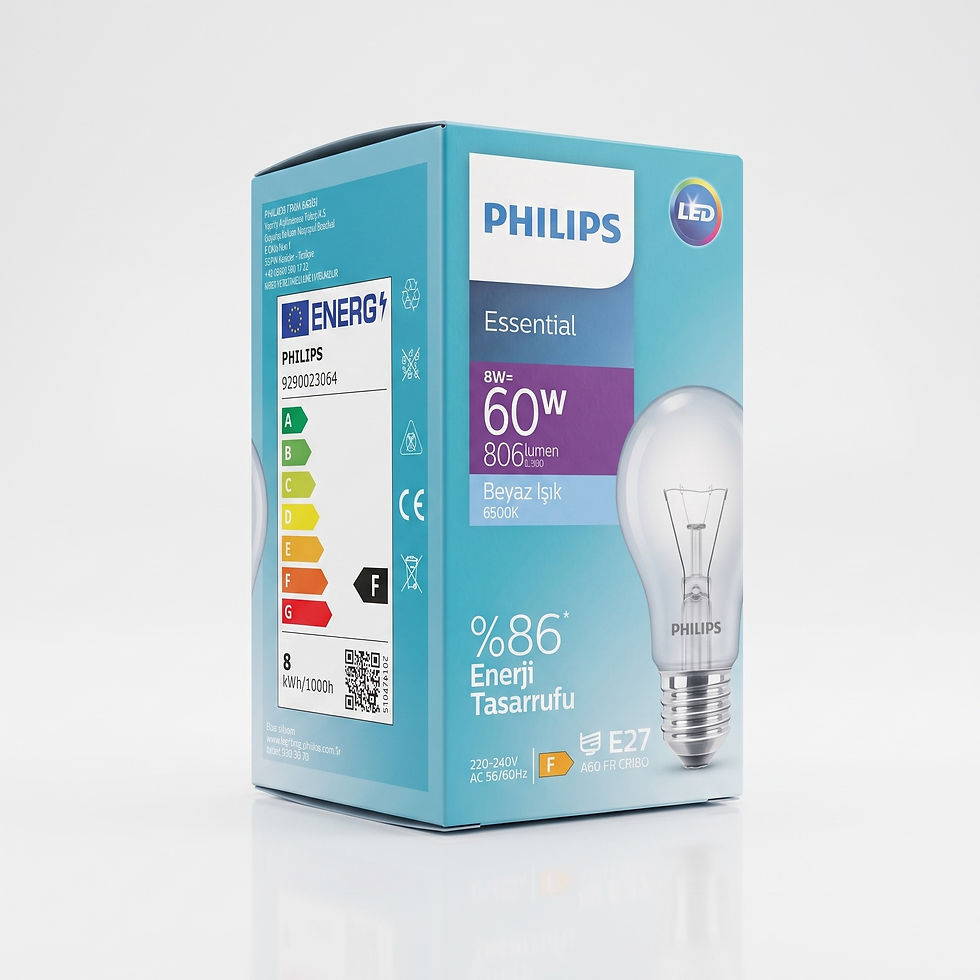 Philips essential 8w=60w 806 lumen  6500k  beyaz ışık