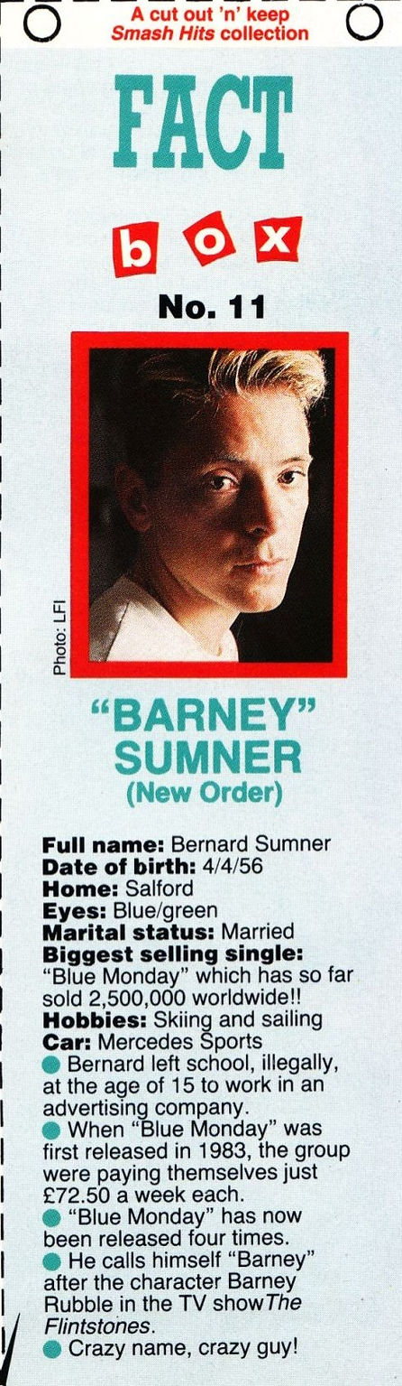 Number 11 - Barny Sumner (New Order) - Page 25 - Smash Hits - Issue 248 - 1st - 15th June