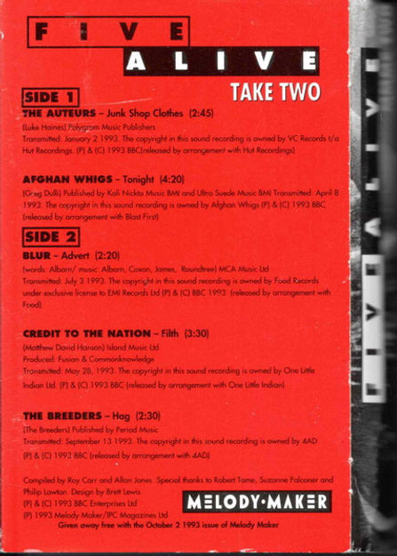 Melody Maker - Five Alive Take 2 - Cassette Back Cover.jpg