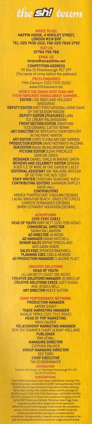 Credits - Smash Hits - Issue 643 - 6th August - 19th Augut 2003.jpg