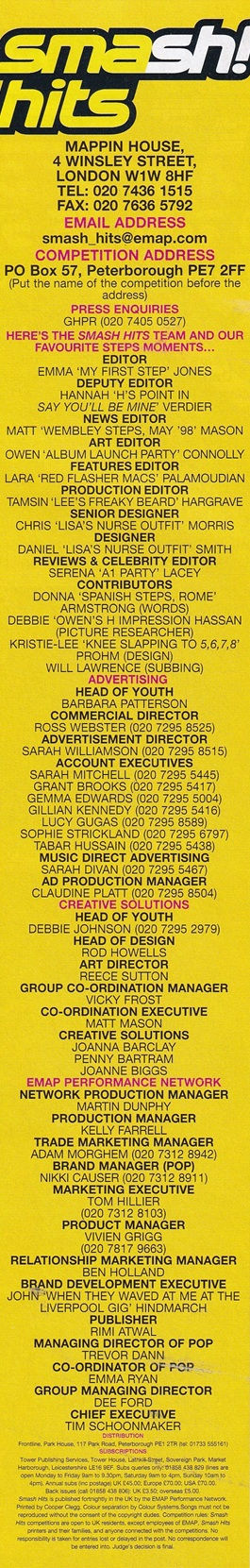 Credits - Issue 597 - Smash Hits - 17th October - 30th October 2001.jpg