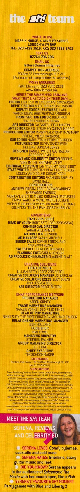 Credits - Smash Hits - Issue 645 - 3rd September - 16 September 2003.jpg