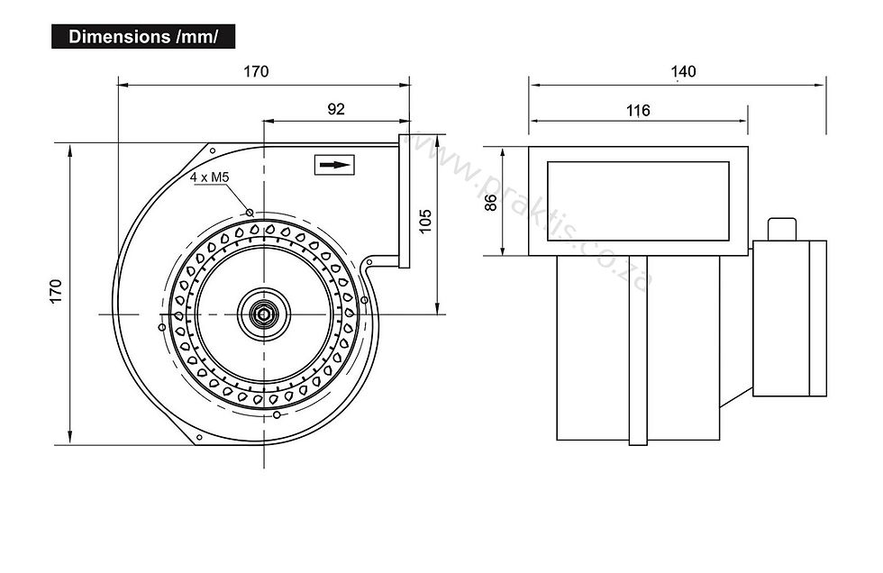 Thumbnail: Centrifugal extractor/ blower 280m3h, 300Pa