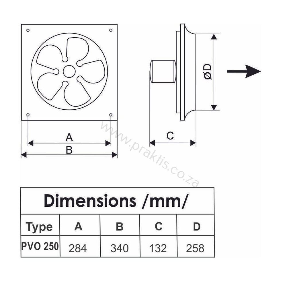 Thumbnail: INDUSTRIAL COMMERCIAL EXTRACTOR FAN 250mm
