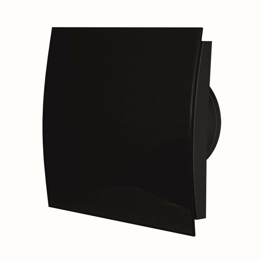 Luxurious 100mm Bathroom Extractor Fan with Black Matt Ellipse Glass Cover