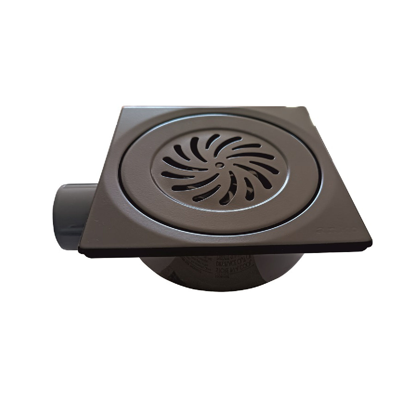 Top quality black bathroom shower trap drain horizontal with grid 150x150mm