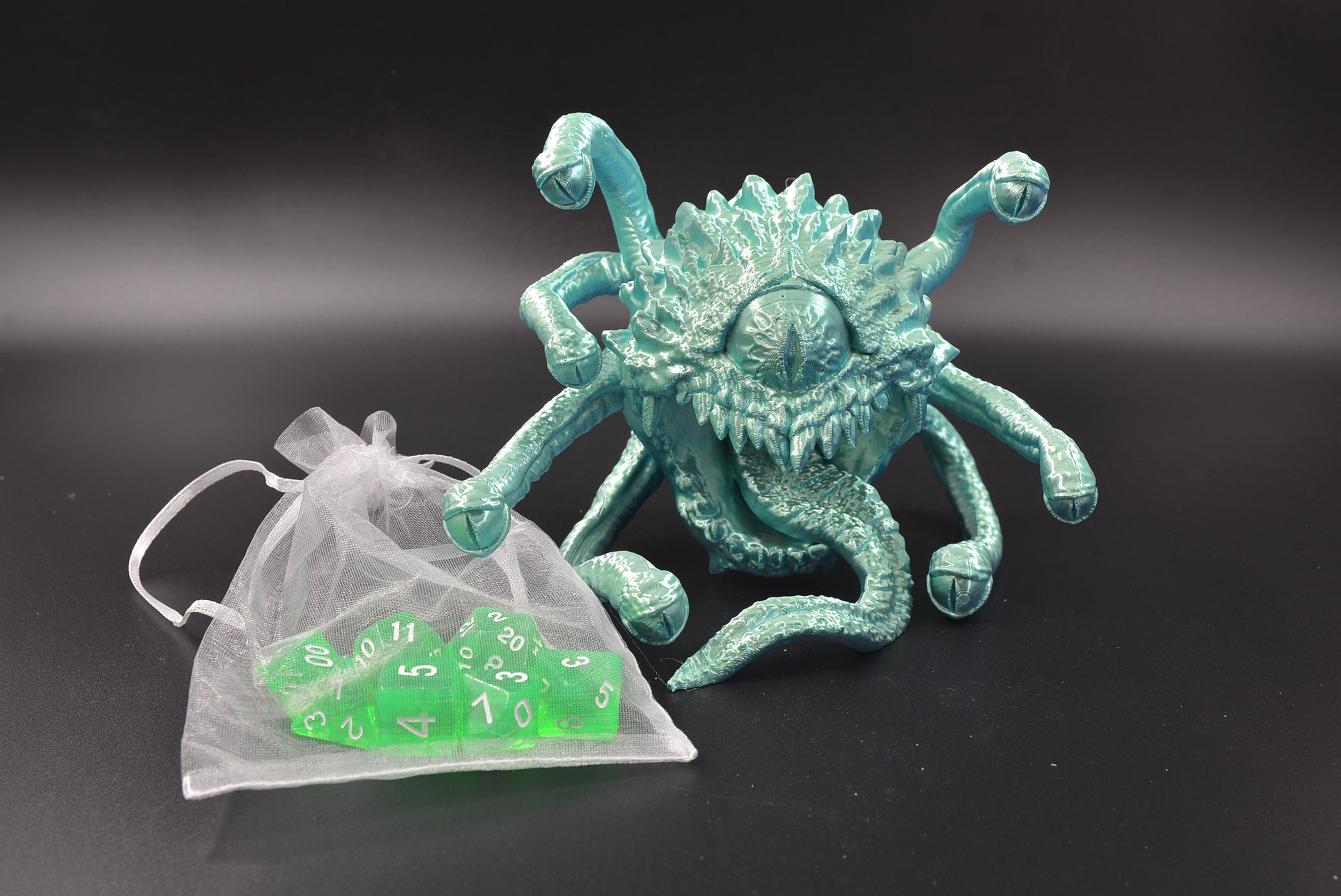 Eye Tyrant beholder‑style dice tower with included dice set