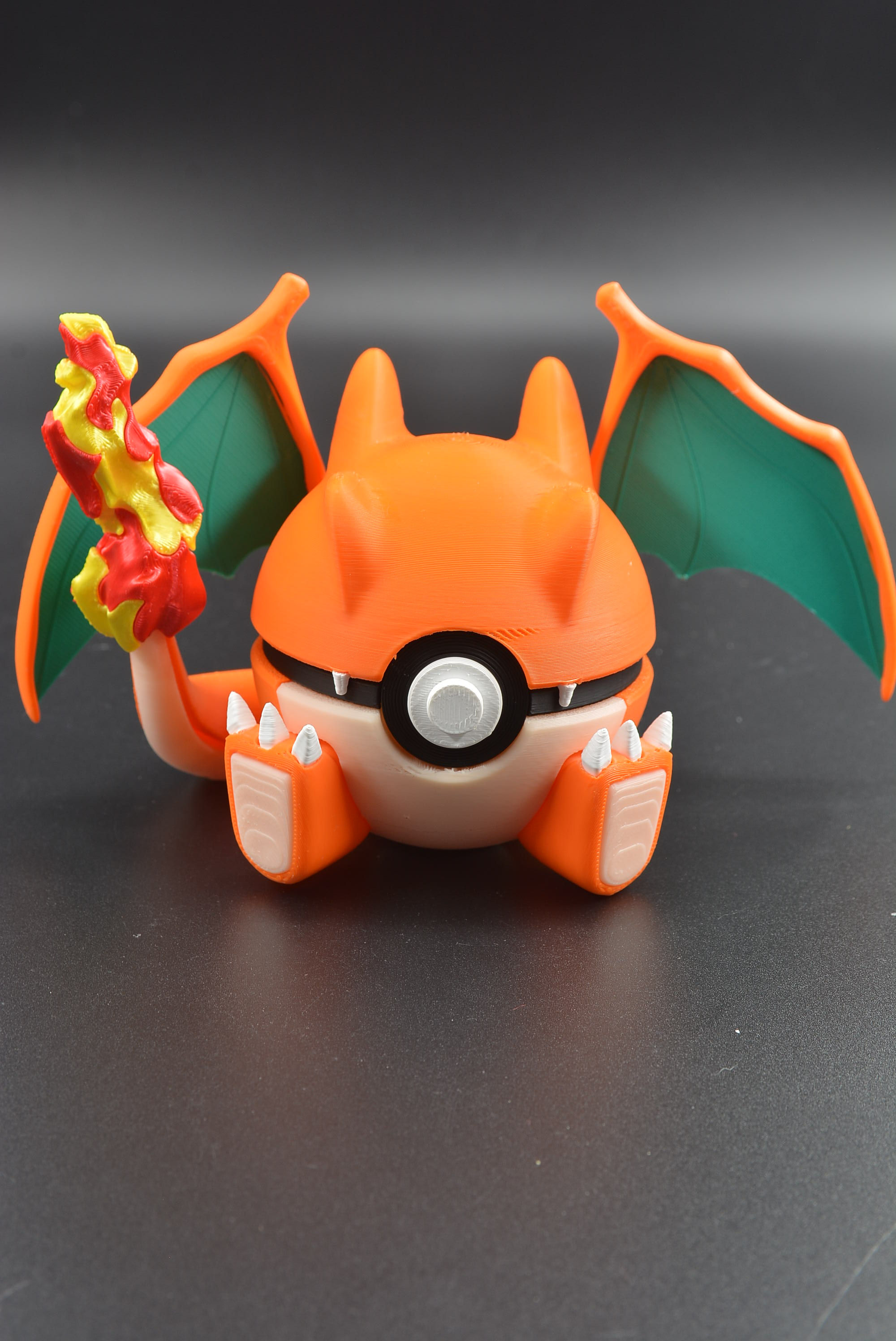 Charizard-inspired Pokeball with flame texture