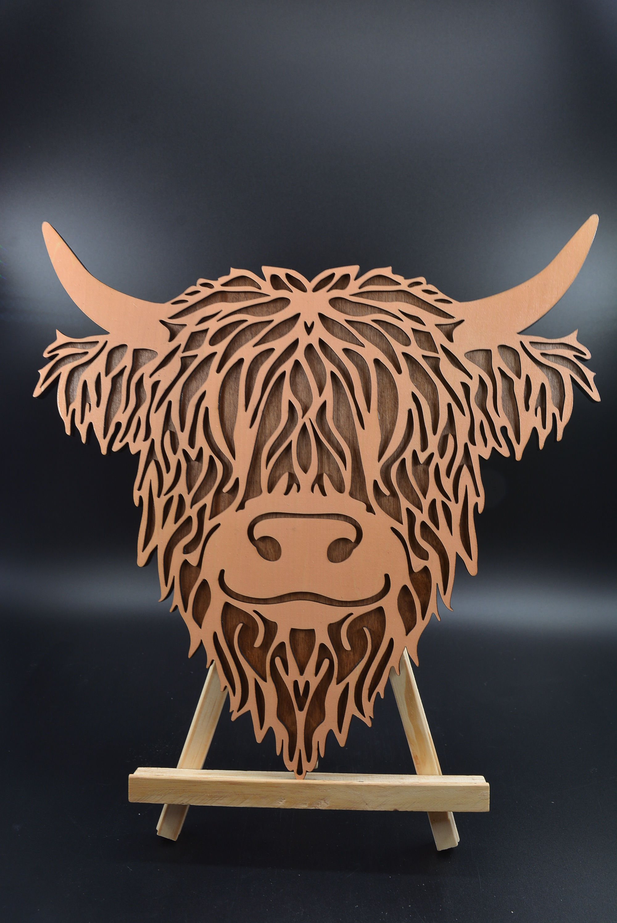 11x11 two‑layer full‑color Highland Cow wood sign, sealed and ready to hang.