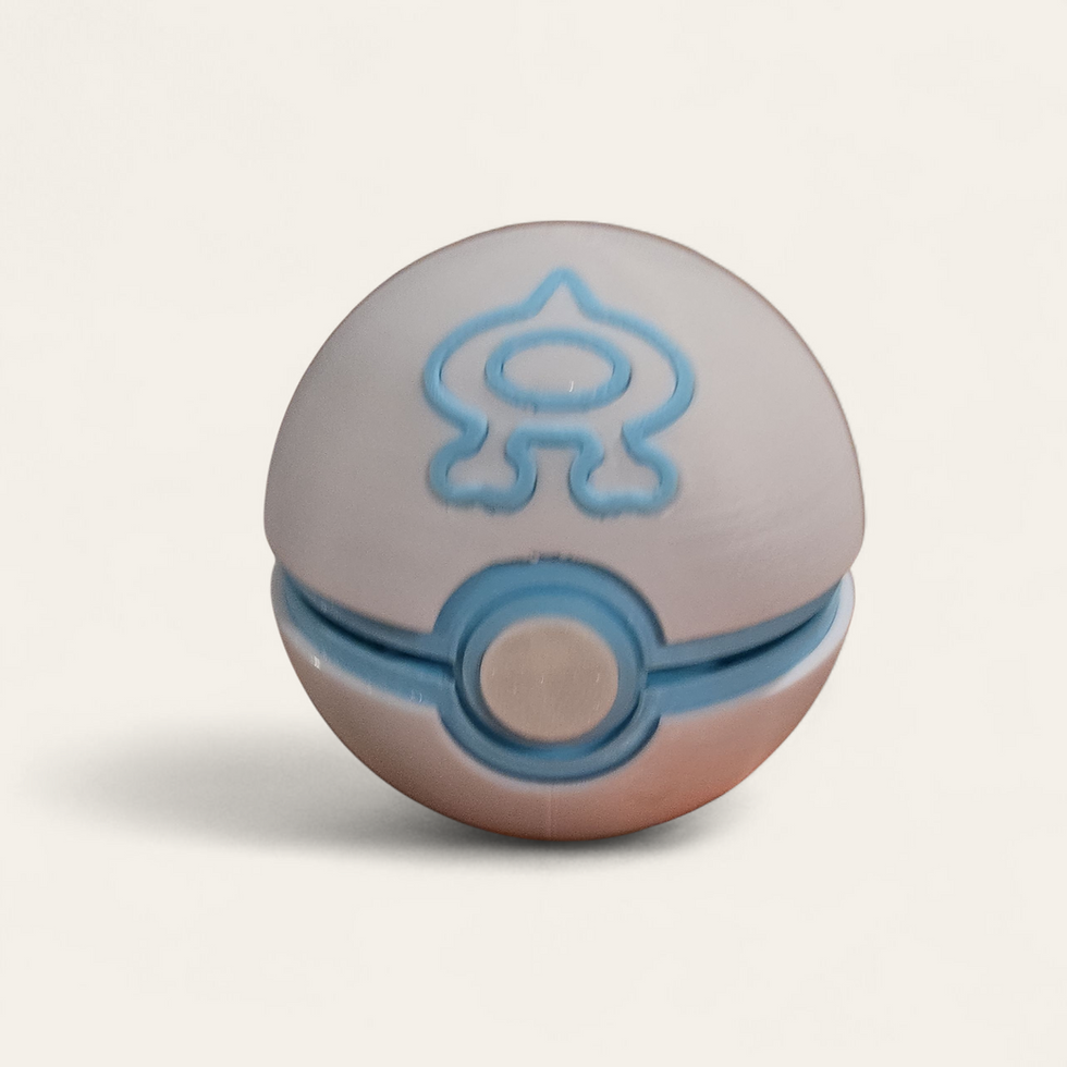 Blue Team Aqua capsule opened to reveal 13-slot game cartridge holder with villainous styling