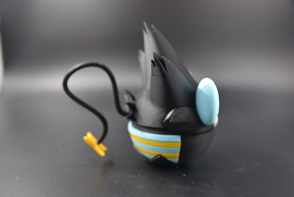 Thumbnail: Custom Luxray‑themed 3D printed character ball with electric blue and black accents.