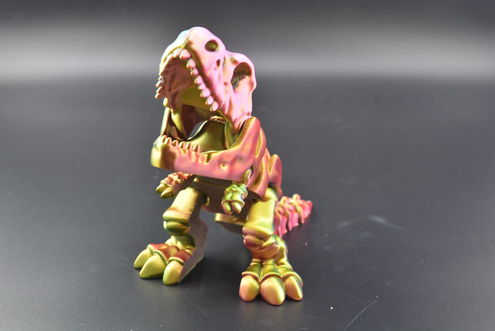 6‑inch Skeleton T‑Rex flexi figure with articulated skull, spine, and tail in bone or random color