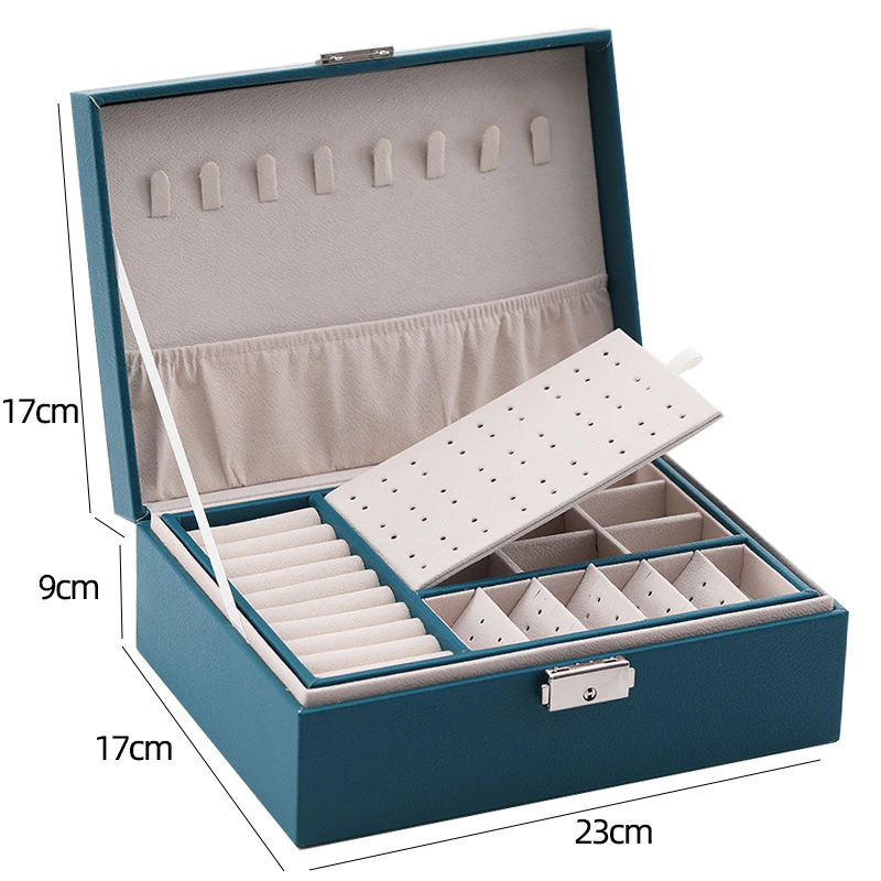 Thumbnail: Double-layer leather jewelry storage box Multifunctional jewelry organizer