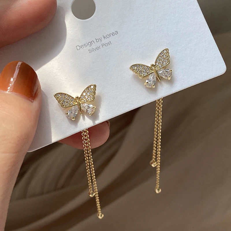 Thumbnail: Gold Tassel Drop Earrings