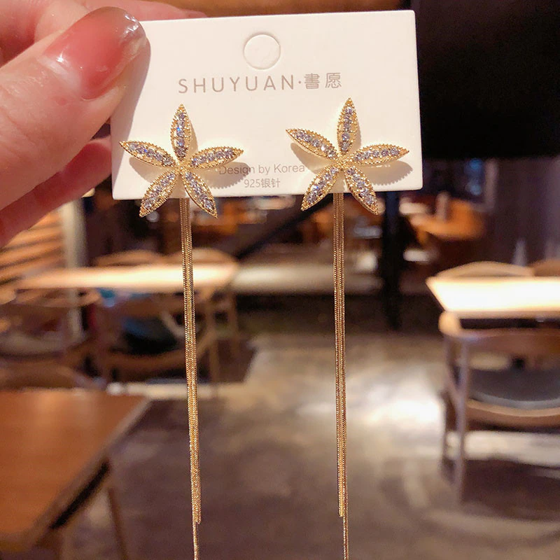 Thumbnail: Gold Tassel Drop Earrings