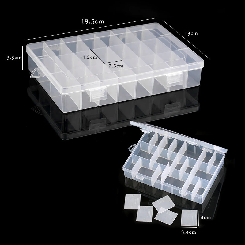 Miniatura: Plastic Transparent Rectangle container Jewelry Adjustable Storage container