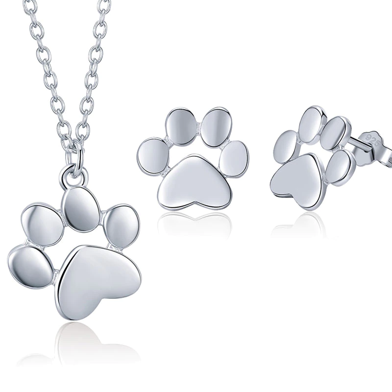 Thumbnail: 925 Sterling Silver Jewelry Sets Dog Footprints