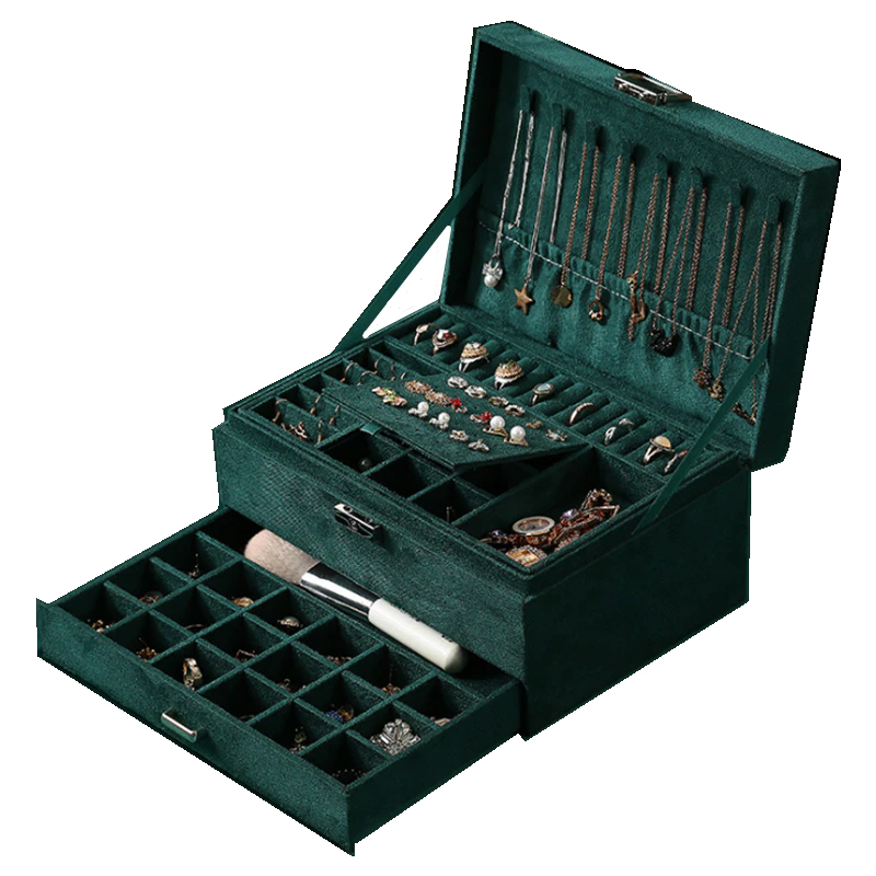 Thumbnail: Queen Style 4 Color Luxury Practical Flannel Jewelry Box Display